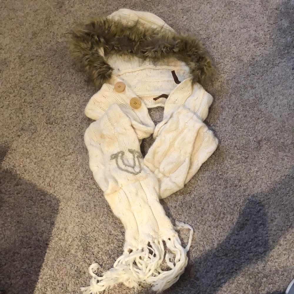 True Religion hooded scarf